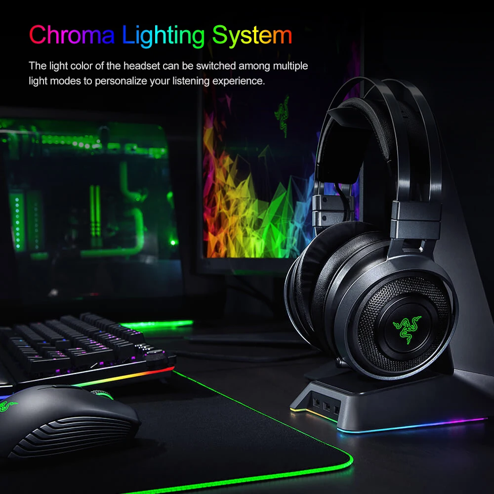 Razer Nari Ultimate игровая гарнитура наушники беспроводные наушники 7,1 объемный звук наушники THX пространственное аудио Haptic отзывы