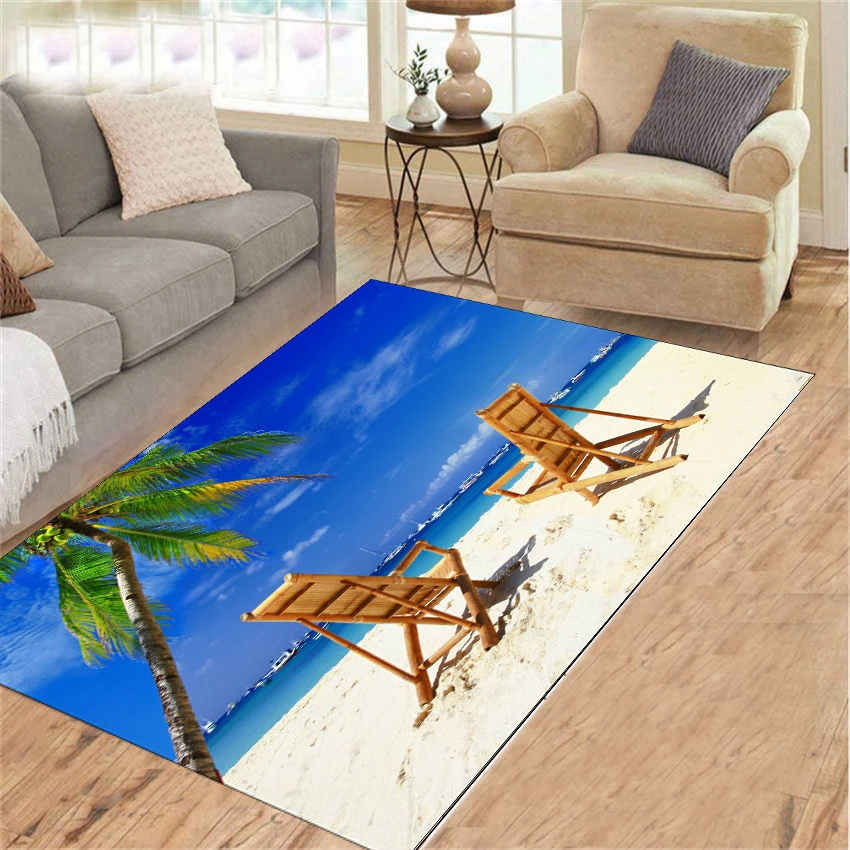

wonderful Soft Flannel Beach view Carpet and Rug For Living Room Area Rug Bathmat Creative Door Mat Rug Carpets For Bed Room