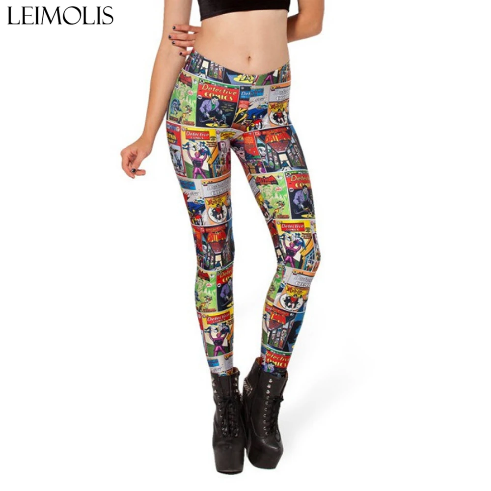LEIMOLIS 3D printed fitness push up workout leggings women Cartoon Comics Superhero plus size High Waist punk rock panties leimolis 3d printed fitness push up workout leggings women cartoon comics alice and cat plus size high waist punk rock panties