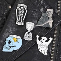 skull hourglass skeleton brooch bag clothes backpack lapel enamel pin badges cartoon jewelry gifts for friends women student