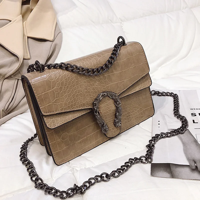 Small Khaki Новинка, сумка на плечо с цепочкой, сумка-мессенджер, модная повседневная сумка для девушек, простая индивидуальная маленькая квадратная женская сумка для отдыха - Цвет: Small Khaki