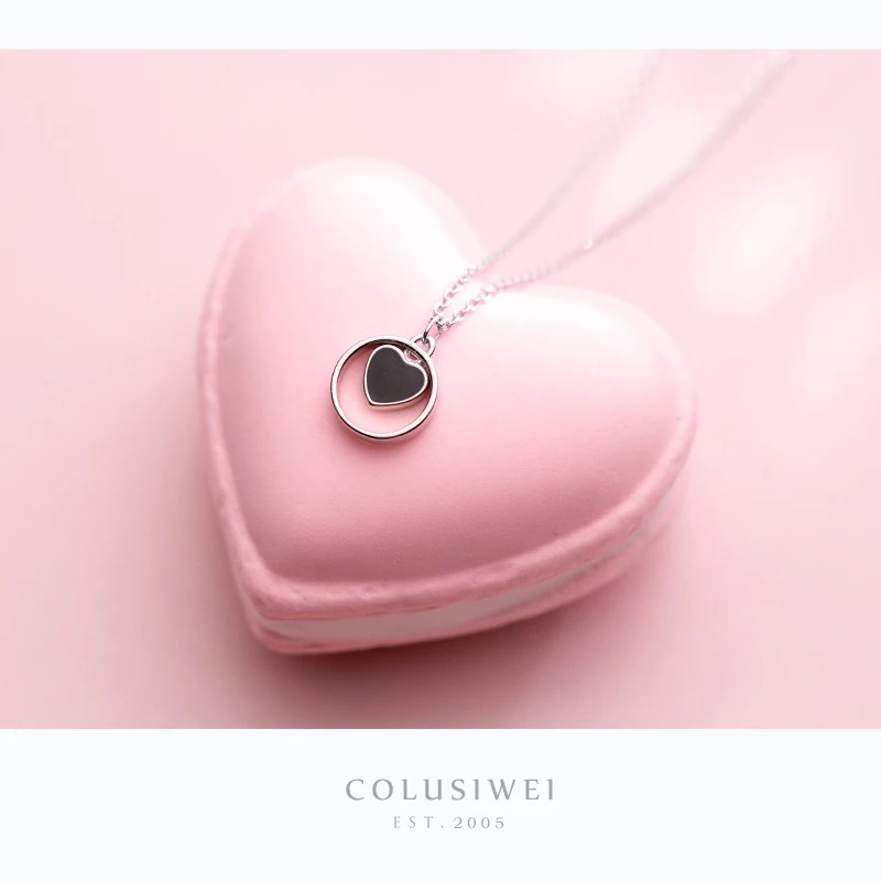 

Colusiwei Black Enamel Heart Pendant Necklace Girl's Emotion Chain Neckalce Stylish Fashion Romantic Jewelry Girl Accessories