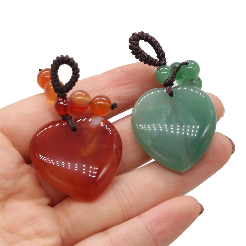 

yachu New Exquisite Natural Stone Heart-shaped Keychain Women's Ornaments Gold Foil Handbag Jewelry Accessories Tassel Keychain
