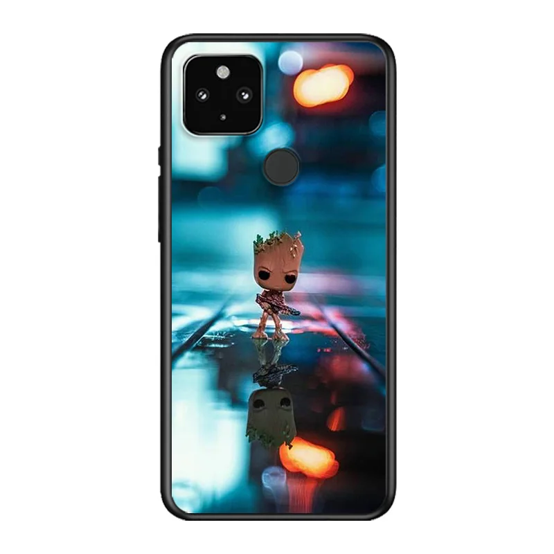 

Marvel Super Hero Avengers Groot For Google Pixel 5 4A 5G 4 XL Soft Shell TPU Silicone Black Cover Phone Case