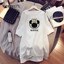Minnie Print Plus Size Summer Mini Dresses for Women Cartoon Fashion Loose Harajuku Club Party Black Dress Robe Femme Vestidos