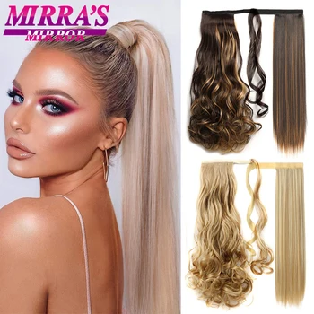 Ponytail Hair Extension Synthetic Wrap Around Pony Tail Long Straight Smooth Clip in Ponytail Hair Afro Hairpiece 1