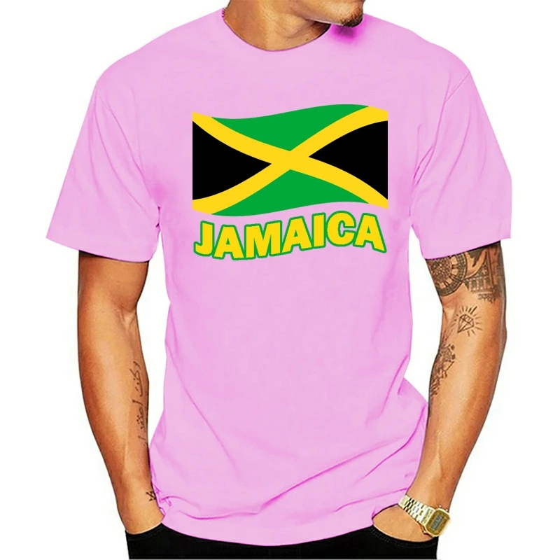 Мужская футболка с большим и крупным флагом Ямайки новогодняя 2021|Мужские