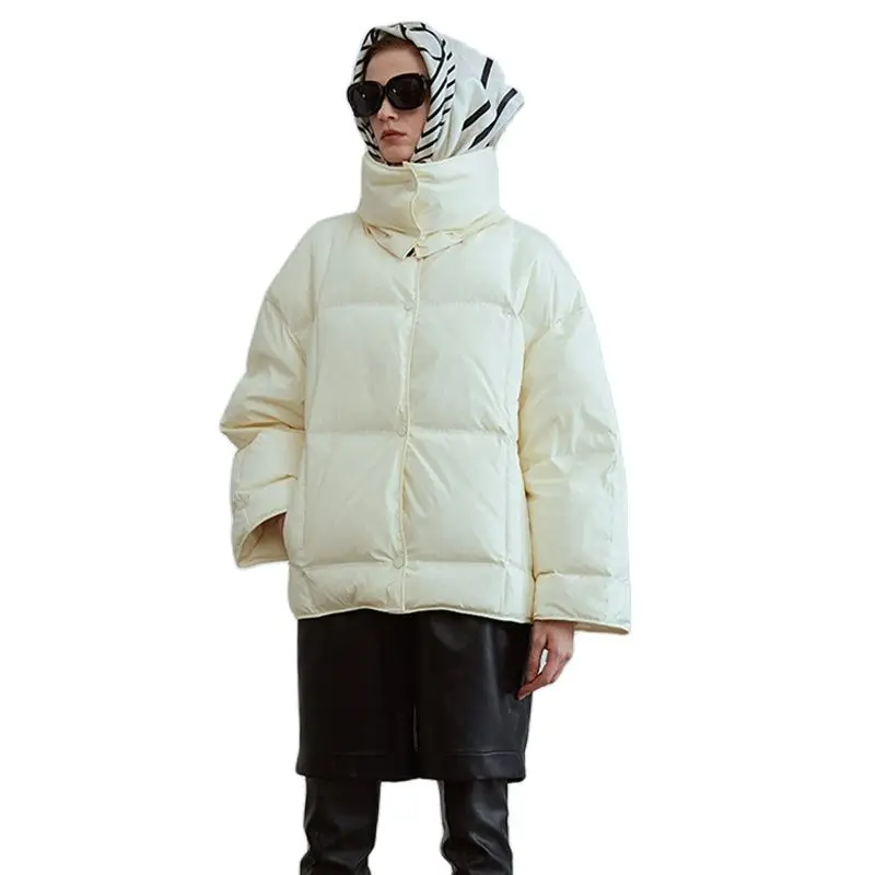 

M.Y.FANTASY 2021 Long Puffer Jacket Women Winter Fluffy 90% White Duck Down Coat Turn-Down Collar Zipper Female Feather Clothi