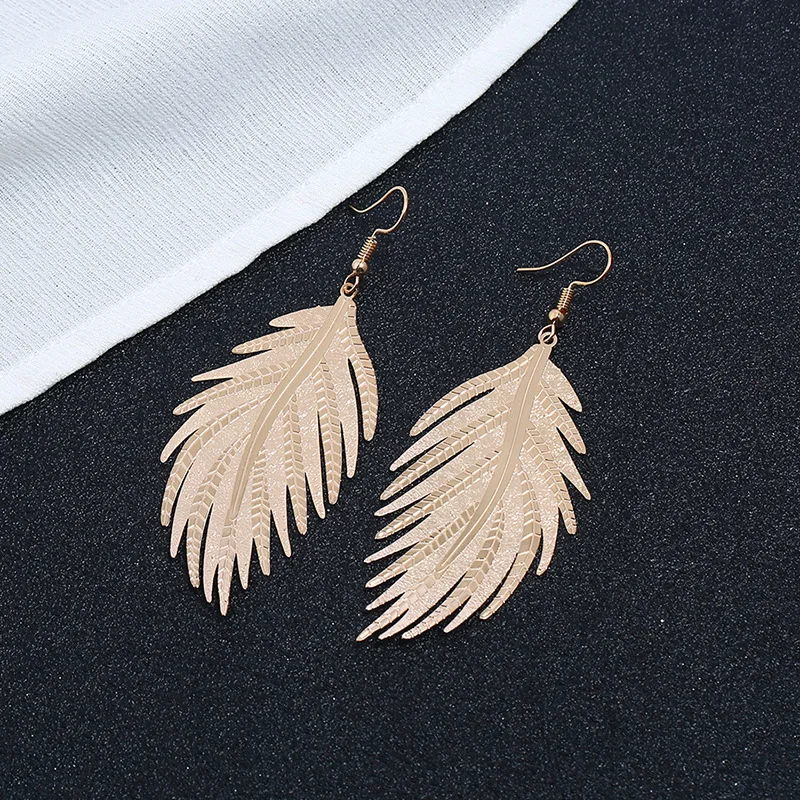 2019 новые Boho большие длинные листья Висячие серьги для женщин ZA панк