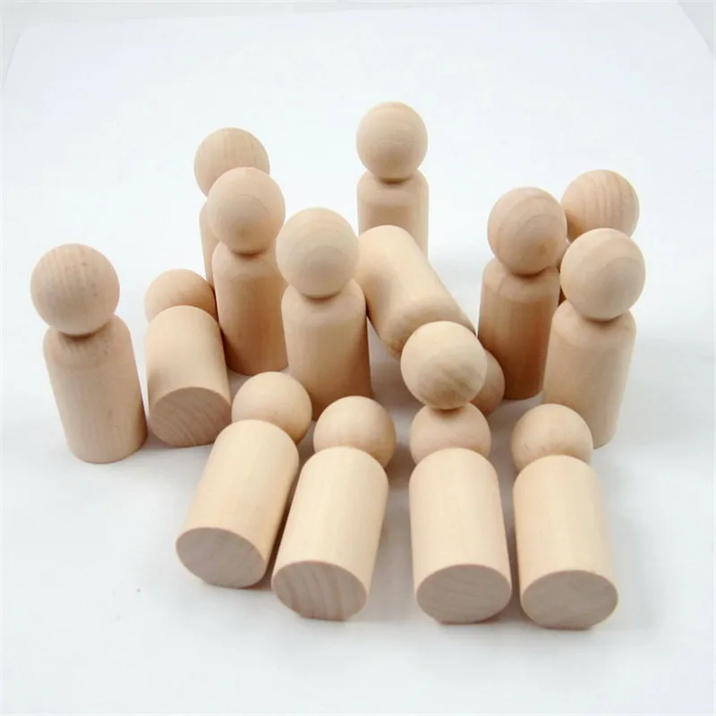 

10 Pieces 61*21mm 55*19mm Wooden Humanoid Chess Pieces Board Game Accessories Wood Pawn For Board Games DTY Accessories