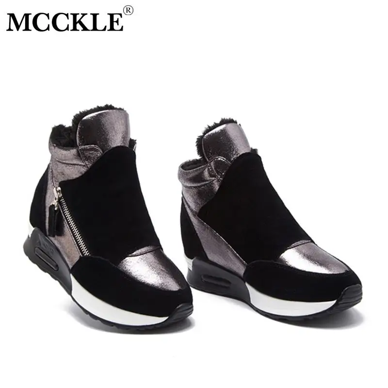 Замшевые кожаные ботинки MCCKLE женская зимняя обувь модные женские кроссовки