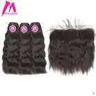 Необработанные девственные индийские пучки прямых и волнистых волос с фронтальным естественным цветом, длинные человеческие волосы, пучки для наращивания для женщин