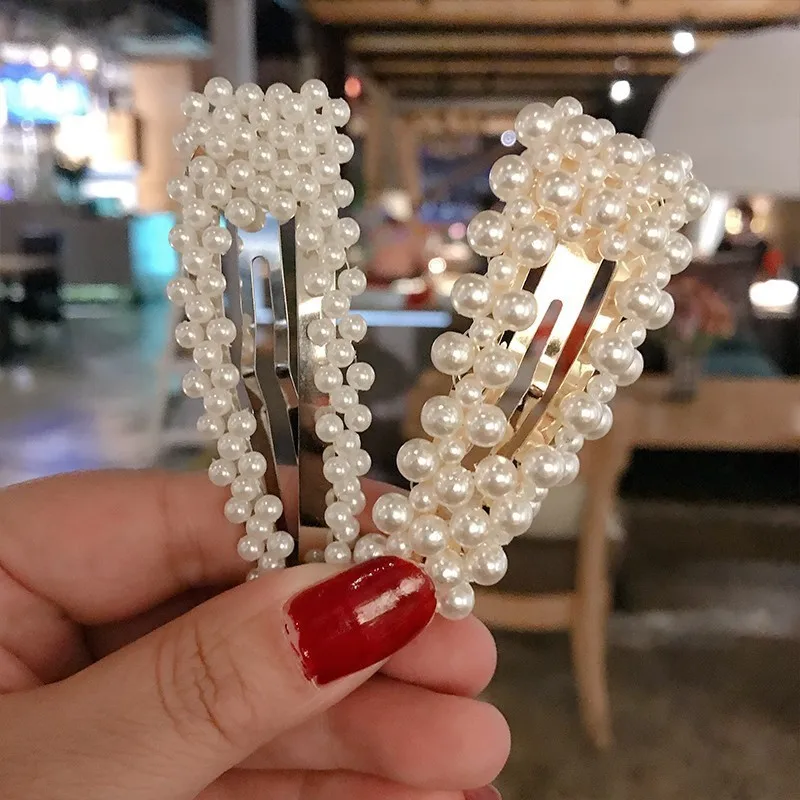 Женские заколки для волос с искусственным жемчугом корейские геометрические
