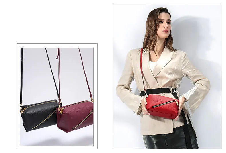 Brand crossbody bags for women Fashion Small Square Bag Genuine Leather bags women Zipper shoulder messenger bag sac main femme