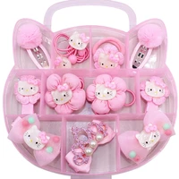 cute baby girl headwear set cartoon cat hairpins hair clips pink elastic hair bands with gift box little girl hair accessories
