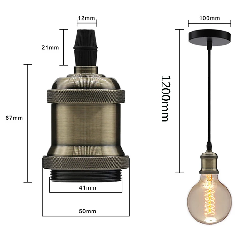 B2OCLED E27 ретро патрон для лампы AC 110V 220V держатель Эдисона винтажный подвесной