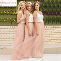 Spaghetti 2 Pieces Maid of Honor Dresses A-Line Tulle Mismatched Bridesmaid Dresses Custom Made Fall Wedding Guest Dresses