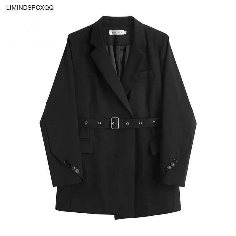 Женские блейзеры черные элегантные модные повседневные однотонные свободные