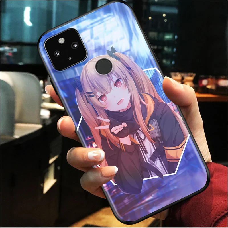 

Japanese Cute Anime Girl Shockproof Cover for Google Pixel 5 5A 4 4A XL 5G Black Phone Case Shell Soft Fundas Coque Capa