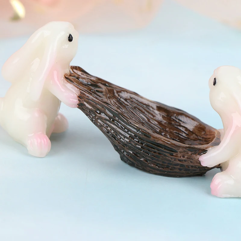 

Mini Rabbit Ornament Miniature Figurine Plant Fairy Synthetic Resin Hand-painted Rabbit Home Decoration Gifts