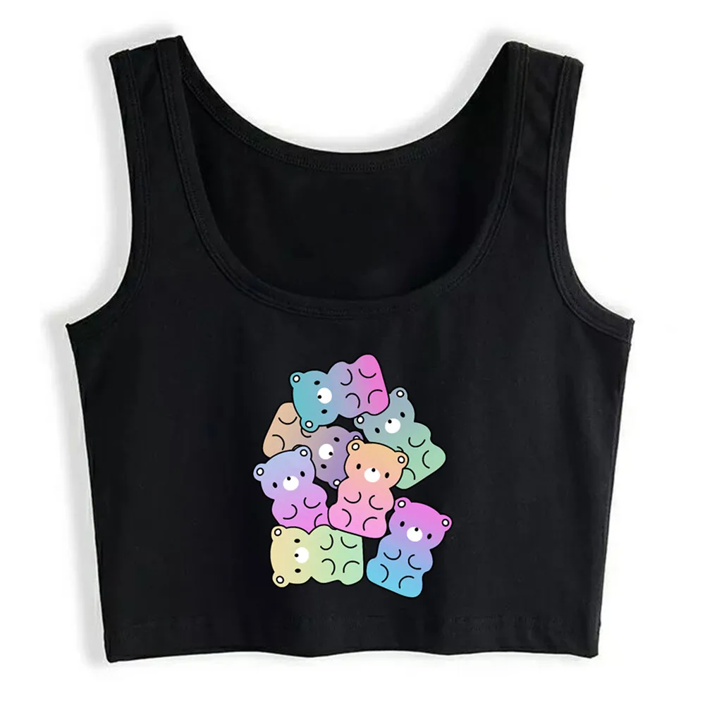 

Crop Top Women Cute Rainbow Gummy Bear Design Kawaii Aesthetic Pa Harajuku Tank Top Women Comic Women Clothes