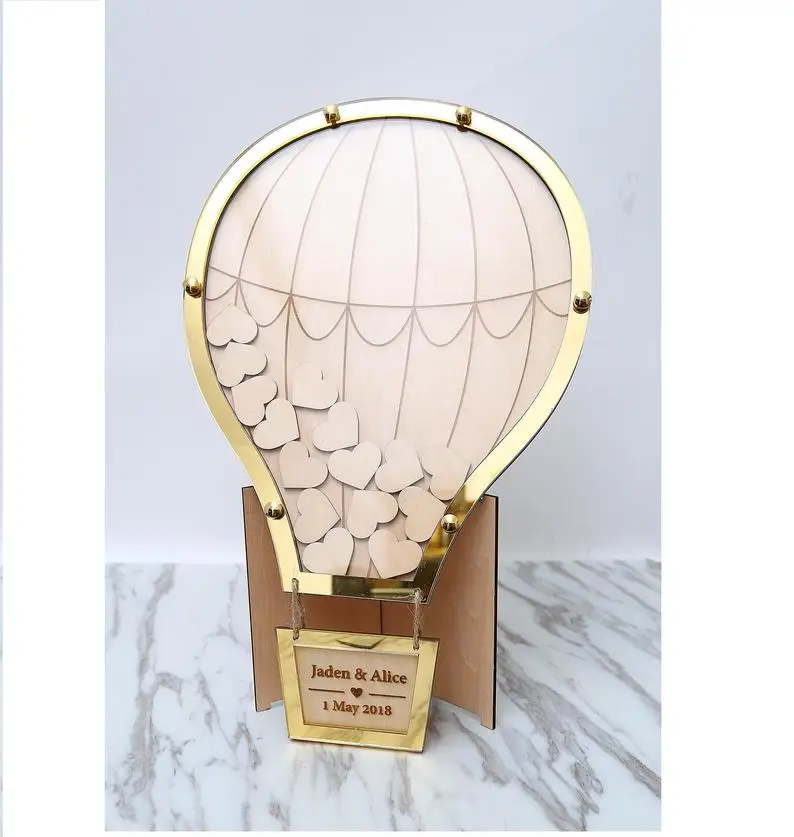 Деревенская деревянная Свадебная Гостевая книга с воздушными шарами коробка для