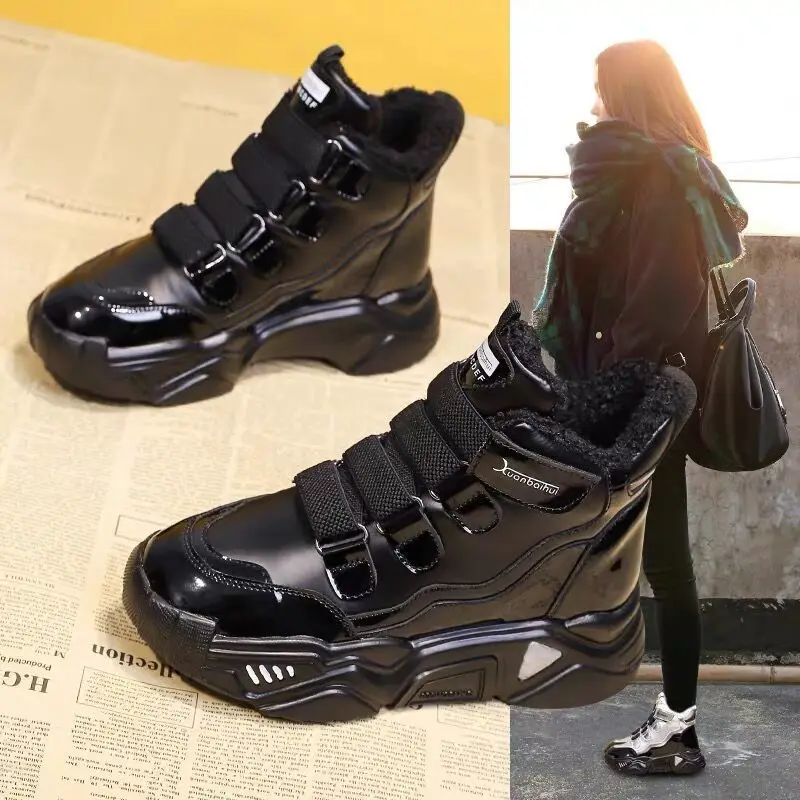 

Original Design Warm Plush/Mesh Liner Sneaker Autumn Winter Women Chunky Sneakers Waterproof Platform Shoes for Women