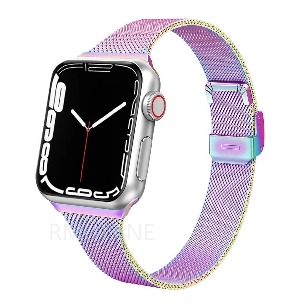 strap for apple watch band 44mm 40mm 45mm 41mm 42mm 38mm Slim Metal Bracelet Wrist Watchbands belt for iwatch series 7 6 5 43 se
