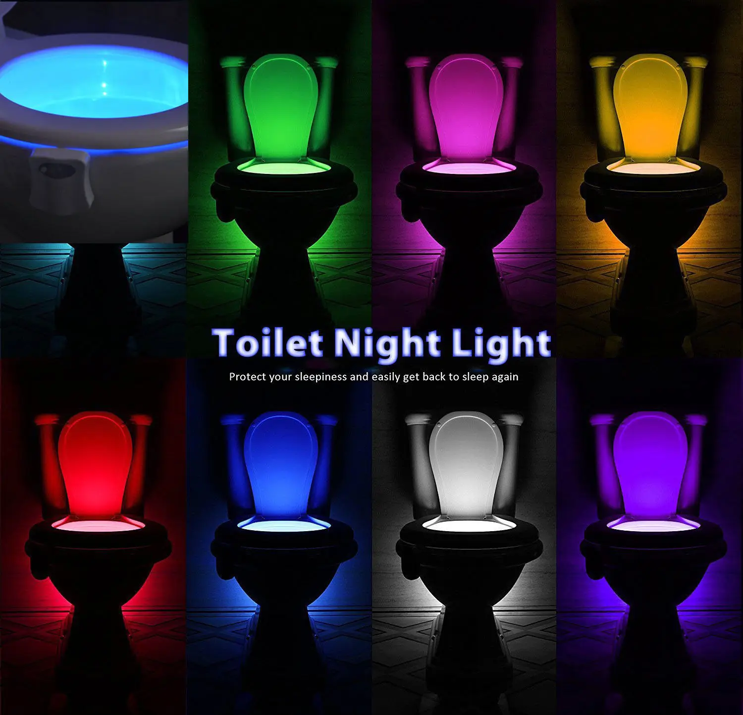 Фото 4 шт./компл. светодиодный RGB-светильник для унитаза с датчиком движения 8 цветов 4 шт./компл. светодиодный RGB-светильник для унитаза с датчиком движения 8 цветов
