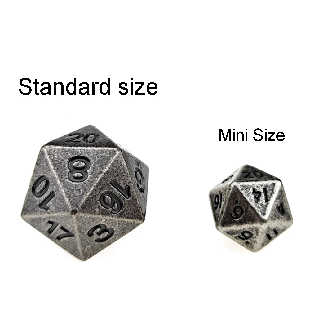 10 мм Мини DND металлические кости 7 Die набор + 3 Extra D6s всего шт Античная Серебряная