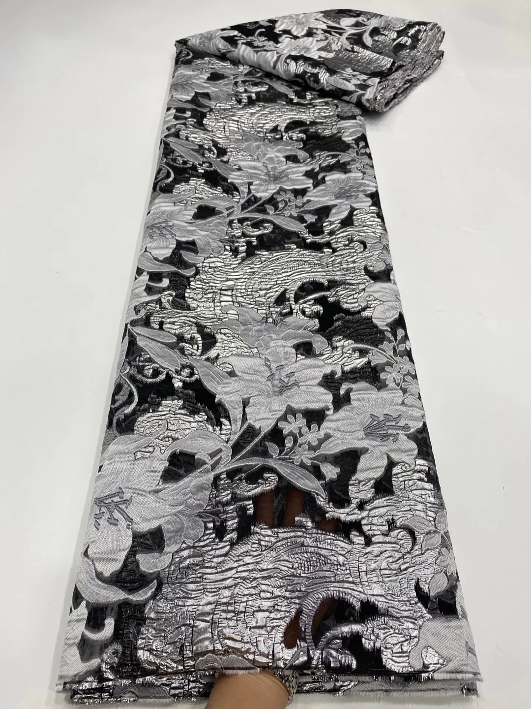 

Latest African Lace Fabric High Quality Organza Lace Embroidered Brocade Jacquard Lace Fabric For Wedding Party Dres MD4443