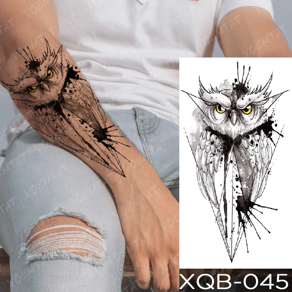 

Waterproof Temporary Tattoo Sticker Goat sword Skull Flash Tattoos Lucifer Owl Wolf Demon Body Art Arm Fake Tatoo Women Men