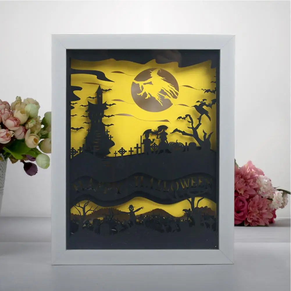 Подарочная фоторамка бумажная коробка светильник ночник с резьбой по бумаге