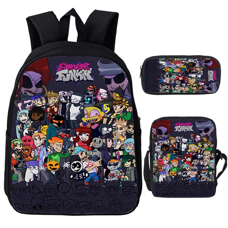 

3 Pcs/Set Friday Night Funkin Backpack 3D Print Book Bags Hot Game Anime Schoolbags Teens Harajuku Laptop Knapsack Fnf Bookbags