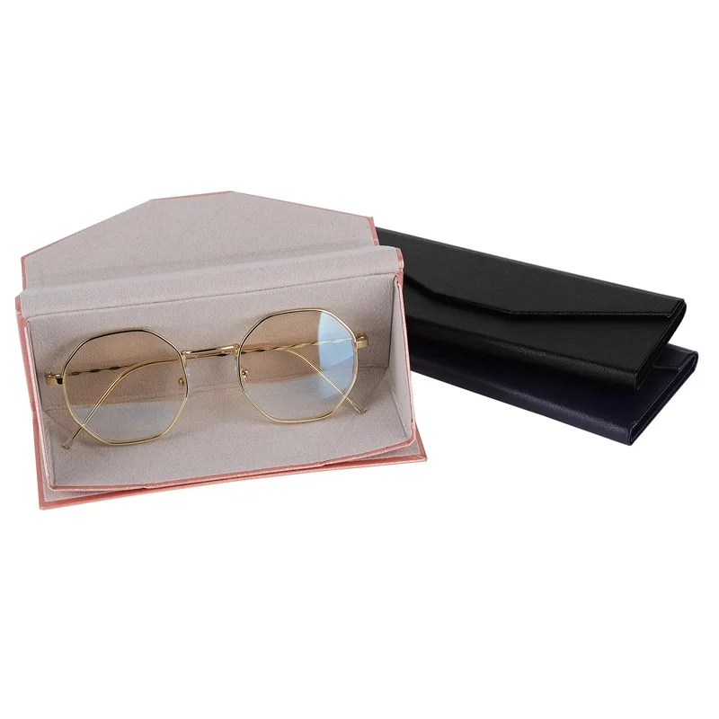 

Triangle Folding Glasses Casket High-Grade PU Solid Sunglasses Flocking Convenient To Carry Fashion Personality Box
