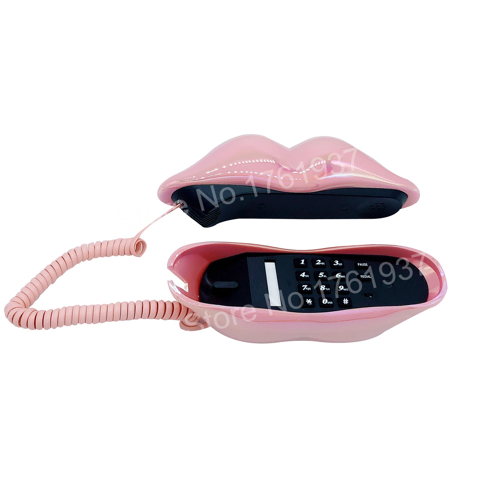 shiny lips telephone pink novetly fashion mouth phone for home office hotel decor basic landline phones for photography free global shipping