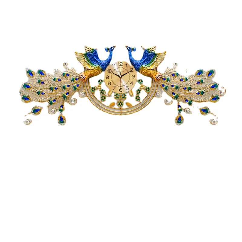 

156*56cm Plus Size A pair Peacock Big Wall Decoration Metal Wall Clock