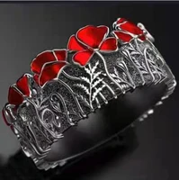 new exquisite enamel wreath vintage flower ring bride birthday wedding ring red leaf grass for women promise rings for couples