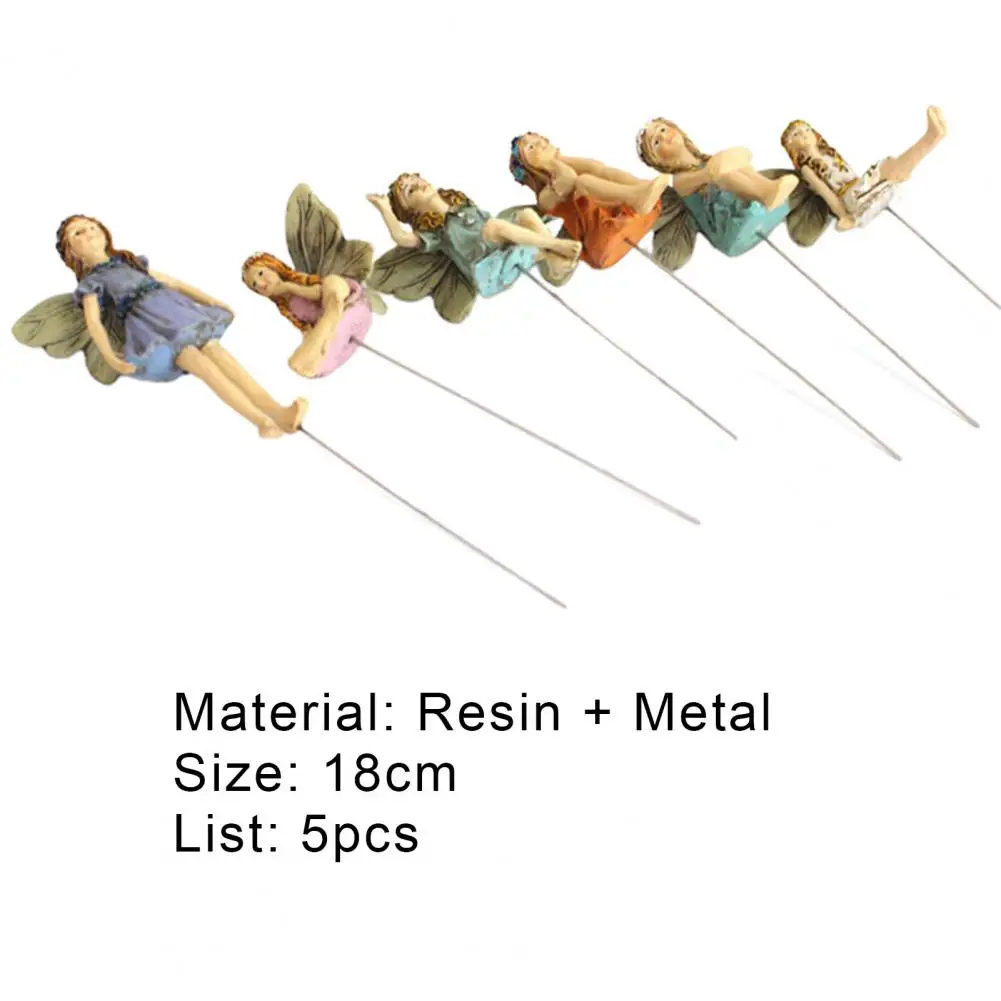 

5Pcs Flower Fairy Plug Miniature Figurines Beautiful Non-fading Vivid Outdoor Fairy Garden Fairy Garden Decoration for Outdoor