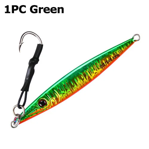 1pc Green Goture рыболовные приманки для моря, металлический джиг 80 г/100 г/150 г, свинцовая Рыбная ложка, вертикальная приманка для джига, приманка с крюком, воблеры для рыбалки - Цвет: 1pc Green