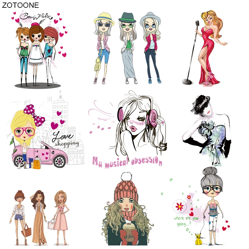 Детские термоклейкие нашивки ZOTOONE для девочек Стикеры одежды футболок сделай сам