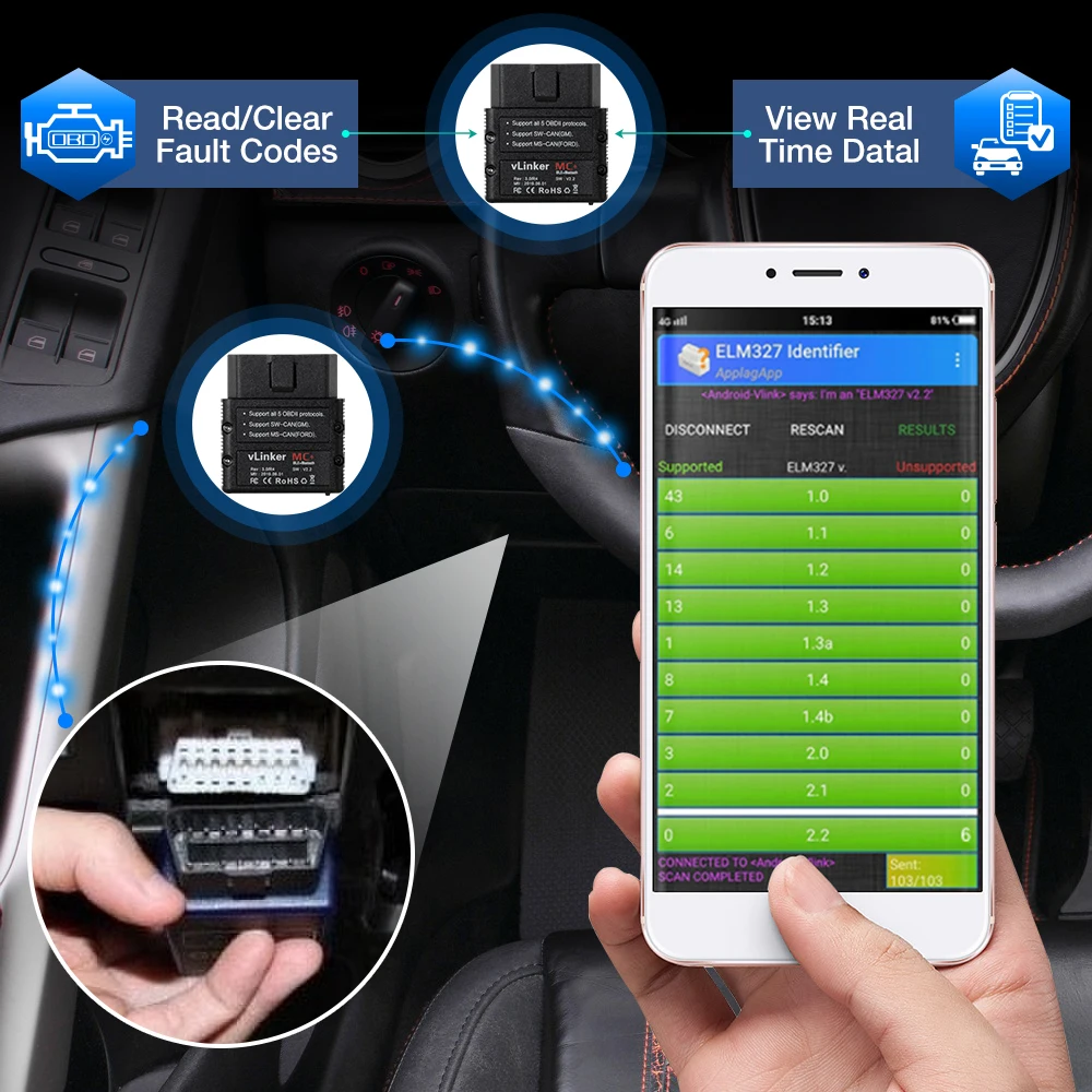 Vgate vLinker MC + ELM327 Bluetooth-совместимый 4 0 OBD 2 OBD2 сканер WIFI для BimmerCode FORScan Android/IOS PK OBDLINK |