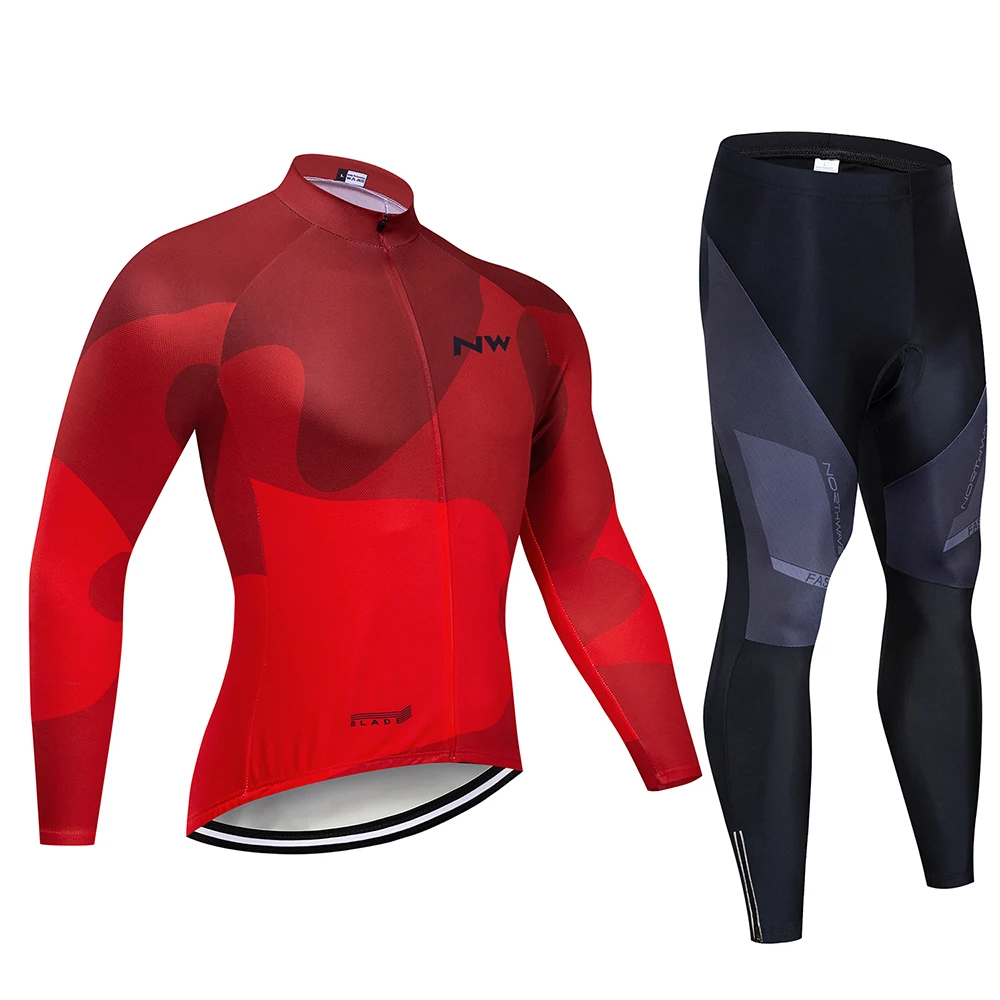 Long Cycling set Northwave Команда Унисекс велосипедная Толстовка 9D гелевая накладка Джерси костюм Ropa Ciclismo быстросохнущая велосипедная одежда для мужчин езда - Цвет: Long Cycling set