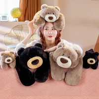 kawaii soft animals bear plush toy lying brown black bear bed sofa home decor stuffed animals cushion xmas gift children toys