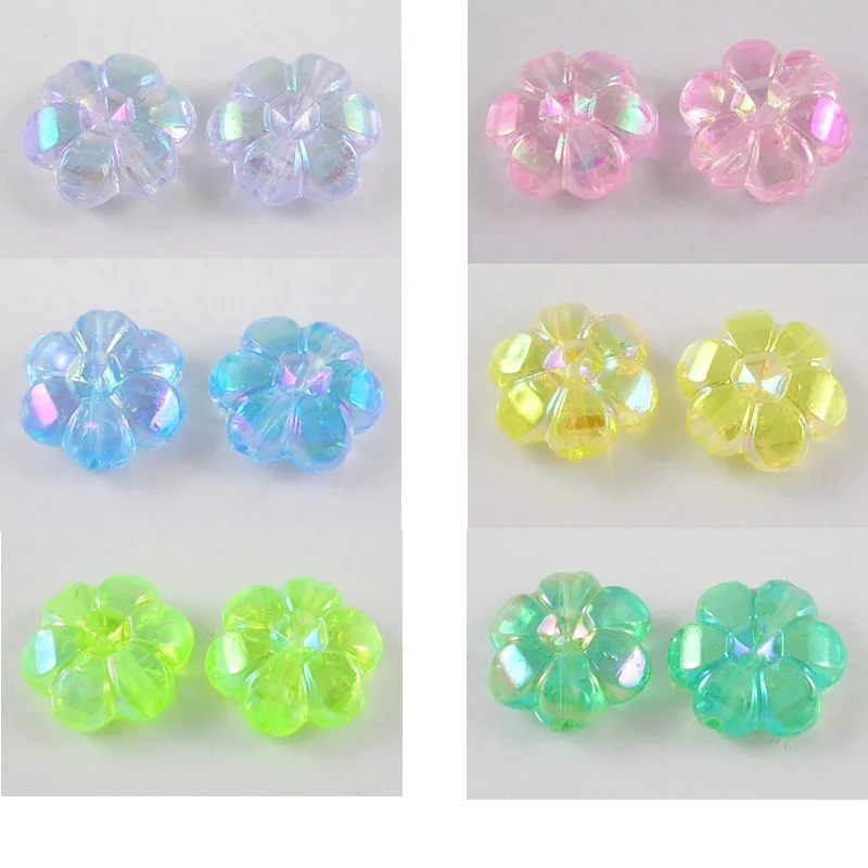 

500g Transparent Acrylic Flower Beads Dark Orchid AB Beads For DIY Jewelry Making 10*4mm, Hole: 1mm, about 2000pcs