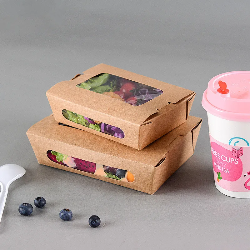 

50pcs Disposable lunch box salad sushi food takeaway packaging boxes outdoor BBQ picnic food fruit box with transparent window