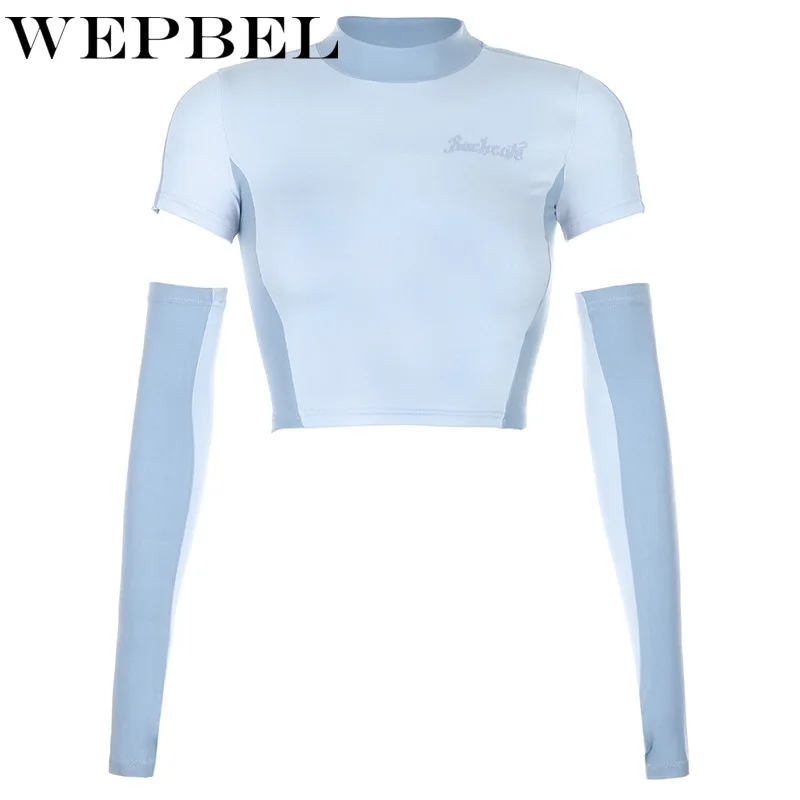 

Mandylandy Women Autumn Patchwork Shirt Crop Top Lady Casual Long Sleeve Stitching Turtleneck Short T-shirt