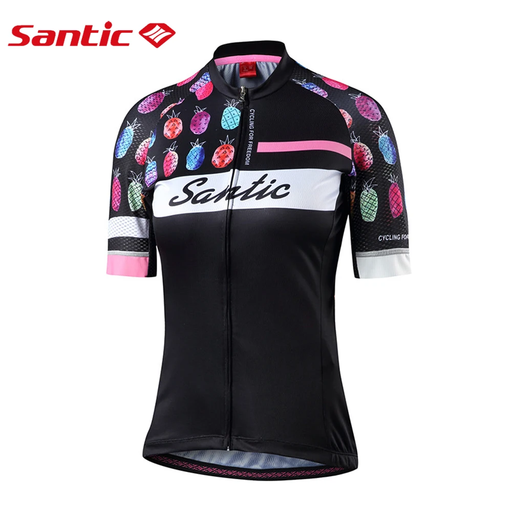 

Santic Women's Cycling Jersey Short Sleeve MTB Road Bike Shirts Quick Dry Breathable Full Zipper Summer Riding Sports Tops