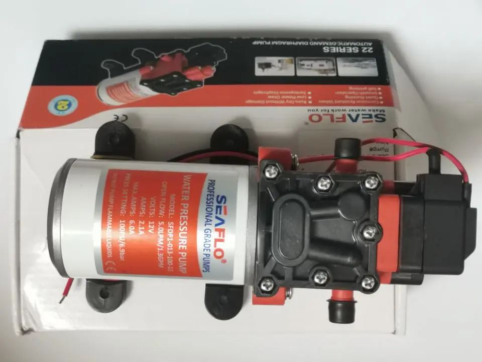 

SEAFLO 22 Series 1.3GPM 60PSI автоматический морской мембранный насос 12 В SFDP1-013-100-22 самовсасывающая лодка морской фургон