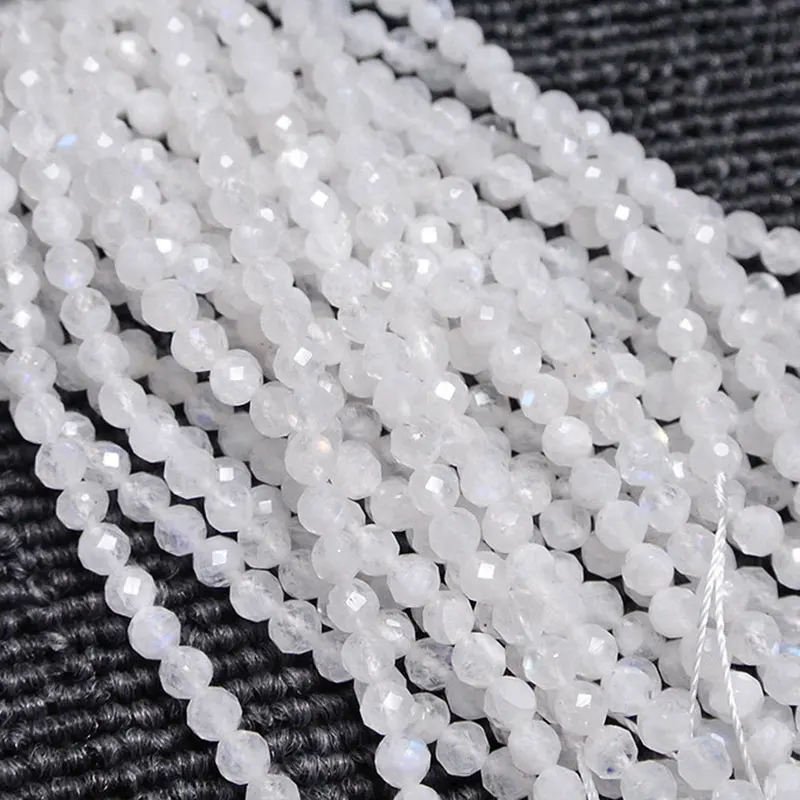 2-4 мм AA натуральный белый лунный камень бусины круглые граненые разделители